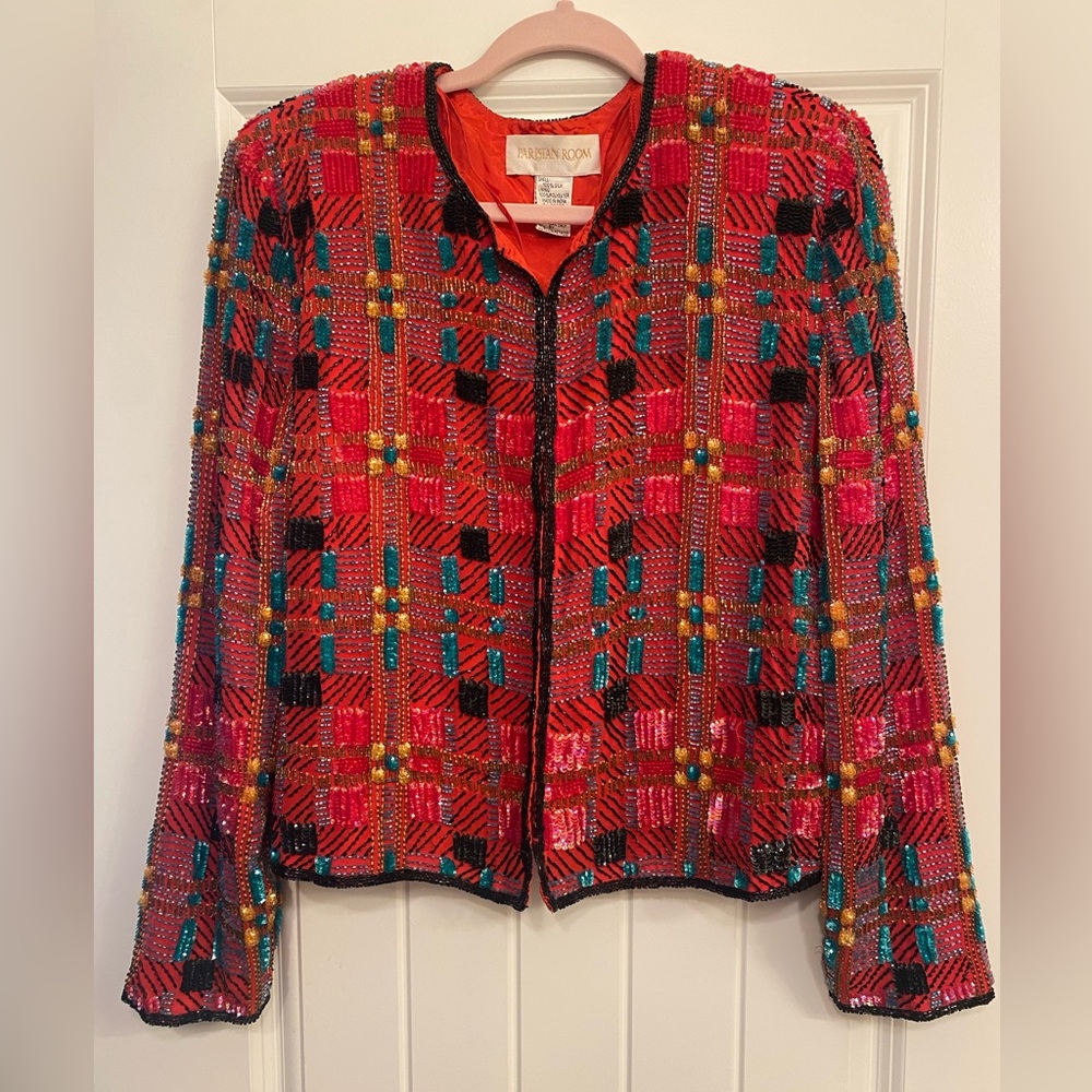 🎄FABULOUS Vintage Parisian Room Sequined/Beaded Jacket